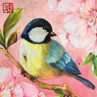 Produktbild von 20 Servietten Oiseau en rose - Vogel auf pink 33x33cm