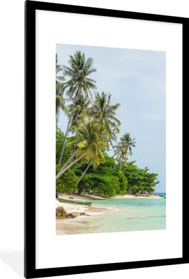Produktbild von MuchoWow® Gerahmtes Poster Palmen - Strand - Sommer - Tropisch 60x90 cm - Poster mit Schwarzem Bilderrahmen Wandposter Rahmen Foto Bilder - Dekoration - Wandposter Wohnzimmer - Hochwertig