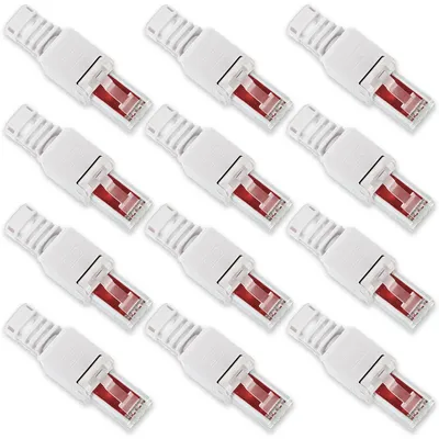 Produktbild von 12x Netzwerk Stecker RJ45 Cat6 Cat7 Cat5 LAN Kabel werkzeuglos Netzwerkstecker