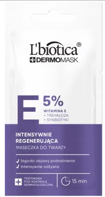 Produktbild von L'Biotica Dermomask Maseczka do twarzy intensywnie regenerująca z witaminą E, 8 ml