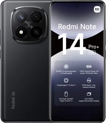 Produktbild von Redmi Note 14 Pro+ 5G 8GB + 256GB Midnight Black Smartphone