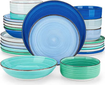 Immagine prodotto di Set di stoviglie in Vetroceramica, ecologiche, design dipinto a mano, 24 pezzi