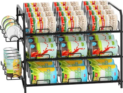 Immagine prodotto di Portabarattoli impilabile - Organizzatore per armadietti da cucina - 3 livelli - nero