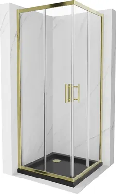 Immagine prodotto di Mexen Rio cabina doccia quadrata 70 x 70 cm, trasparente, oro + piatto doccia Flat, nero- 860-070-070-50-00-4070G