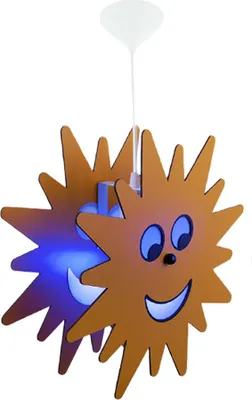 Produktbild von RGB LED Hängeleuchte, Kinder, Sonnen, Holz, gelb, D 38 cm