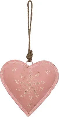 Immagine prodotto di Ciondolo natalizio Clayre & Eef cuore 14x4x14 cm rosa ferro