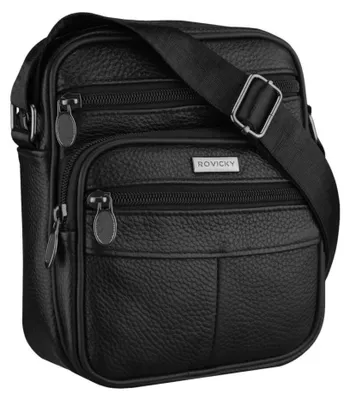 Obrázek produktu pro Pánská crossbody taška Rovicky z přírodní kůže černá 19x16 cm