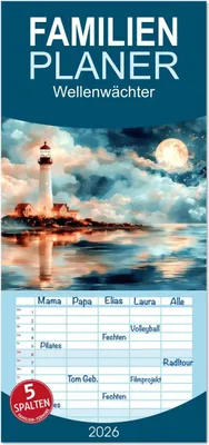 Produktbild von Familienplaner 2026 - Wellenwächter mit 5 Spalten (Wandkalender, 21 x 45 cm) CALVENDO