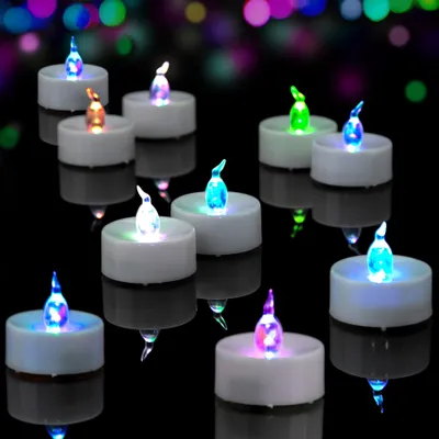 24 LED-Teelichter mit schnellem Farbwechsel, flackernd, batteriebetrieben