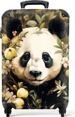 Obrázek produktu pro NoBoringSuitcases.com® Kufr Příruční zavazadlo Kufr na kolečkách Malý cestovní kufr na 4 kolečkách - Panda - Medvídek Panda - Divoká zvířata - Květiny - Kabina Velikost < 55x40x23 cm a 55x40x20 cm - Foto kufr - Kabinový kufr - Palubní zavazadloPříruční zavazadlo Kufr 55x35x20 cm, 36L,