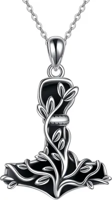 Produktbild von CUPENDA Thor Hammer Halskette Sterling Silber Mjolnir Baum des Lebens Wikinger Schmuck