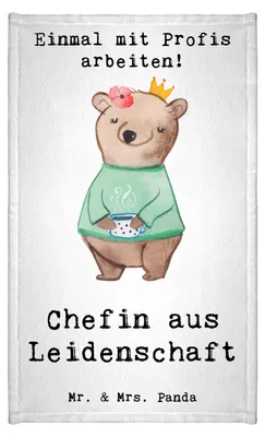 Produktbild von Mr. & Mrs. Panda Handtuch Chefin Leidenschaft - Weiß - Geschenk, Beste, Lustig, Witzig, Gäste-WC, Gästehandtuch 30x50, CEO, Gästetuch, Spruch, Design, Klein