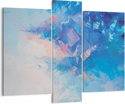 Produktbild von Bild auf Leinwand - Leinwandbild - 3 Teile - Abstraktion blau gemalt - 95x80cm - Wand Bild - Wanddeko - Wandbilder - Leinwanddruck - Bilder - Wanddekoration - Leinwand bilder - Wandbild - CB95x80-4570