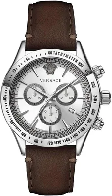 Produktbild von Versace VEV700119 Classic Chronograph silber braun Leder Armband Uhr Herren NEU