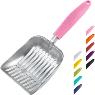 Produktbild von Katzenstreuschaufel Aluminiumlegierung Tiefe Schaufel Langer Griff Kotsieb 28 x 11 cm Rosa