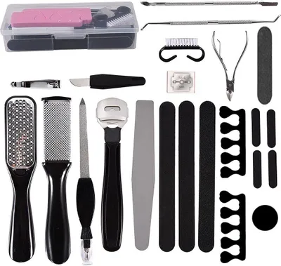 Produktbild von Maniküre-Pediküre-Set Fußpflege Set, 23 Pcs Edelstahl Fußpflege Hornhaut Entfernung Set, 23-tlg