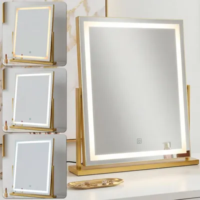 LED-Make-up-Spiegel rechteckig 58x52 cm dimmbar 3 Lichtfarben Touch-Sensor