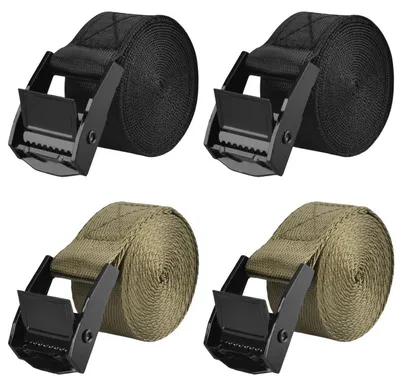 Obrázok produktu pre Popruh na upevnenie, šírka 25 mm, nosnosť 200 kg, farba: čierno-zelená, 2 kusy, dĺžka 2 metre