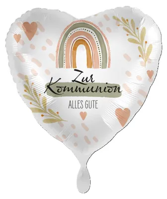 Produktbild von 18"/Ø43cm Herz Folienballon "Zur Kommunion Alles Gute"
