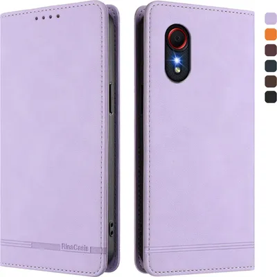 Produktbild von Hülle für Samsung Galaxy Xcover5, Retro Kunstleder Ständer Klapphülle mit Kartenfächer und Magnetische Violett