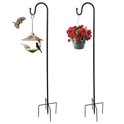 Produktbild von 2PCS Schäferhaken Metall, Gartenstecker Gartenstab mit Haken für Solarleuchten, Laternen, Weihnachtsbeleuchtung, Hochzeiten, Pflanzkörbe, Blumenkugel