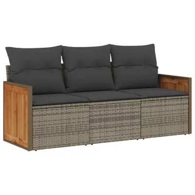 Obrázok produktu pre vidaXL 3-dielna záhradná sedacia súprava s vankúšmi Grey Poly Rattan