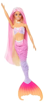 Produktbild von Barbie Malibu Meerjungfrau-Puppe mit Farbwechseleffekt, Delfin und Accessoires