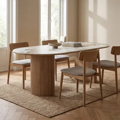 Productafbeelding van House Nordic Eettafel Athens Keramisch Wit/Bruin 210cm