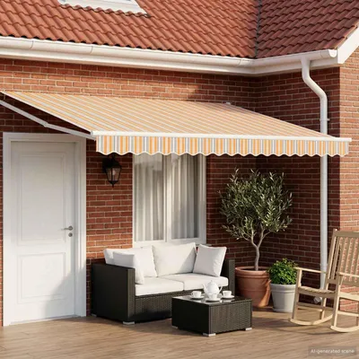 Produktbild von vidaXL Elektrische ausziehbare Markise Blau und Orange 5 x 3 m