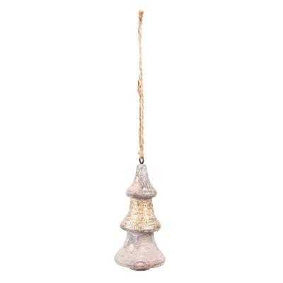Produktbild von Weihnachtsbaum-Anhänger Holz Shabby-Optik Ø 6x13 cm Gold Clayre & Eef 6H2296