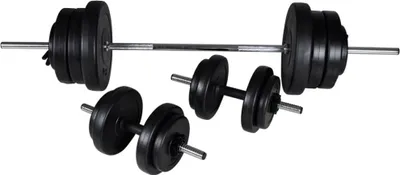 Produktbild von vidaXL Langhantel + 2 Kurzhantel Set 60,5kg
