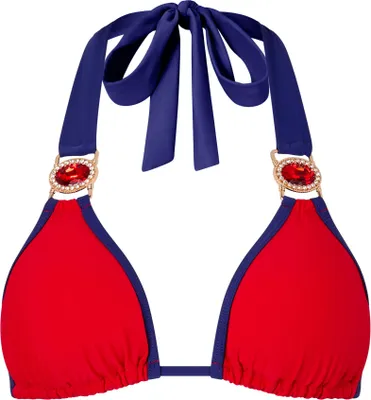Produktbild von Moda Minx Bikinioberteil mit stilvollem Kontrast-Design und Steinbesatz Red XS
