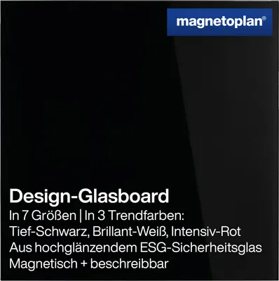 Produktbild von Magnetoplan Design-Glasboard - magnethaftend und beschreibbar - 40x40cm - Schwarz