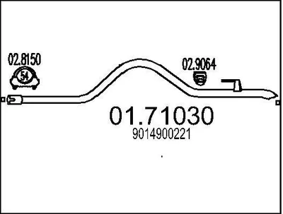 Produktbild von MTS Abgasrohr Auspuffrohr passend für MERCEDES-BENZ SPRINTER 3-t Kasten (903) Hinten 01.71030