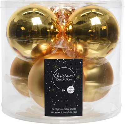 Produktbild von Baumkugel -Classic- 6er-Set Glas 8cm gold-mix