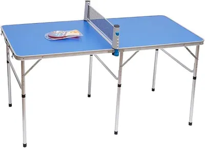Produktbild von Klappbarer Tischtennistisch, Tischtennisplatte Mini mit Tragegriff, Indoor Tischtennistisch, 152x76x76cm, Tischtennisplatte Compact, Inklusive Netz, 2 Schlägern und 3 Tischtennisbällen