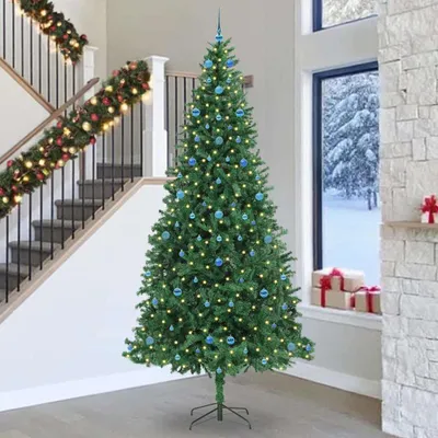 Image de Maison Exclusive - Sapin de Noël artificiel avec 300 LED et pied, vert, 300 cm