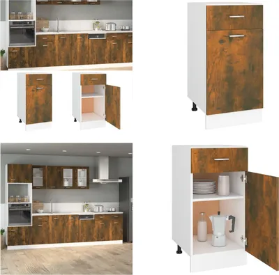 Immagine prodotto di vidaXL Base con cassetto in rovere fumé 40x46x81,5 cm - Armadio da cucina - Mobili da cucina - Mobili da cucina - Armadio portaoggetti