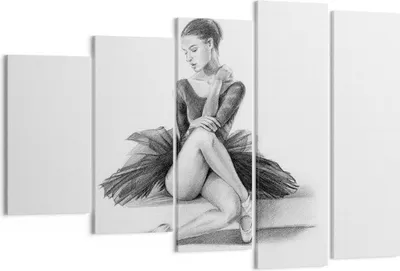 Produktbild von Bild auf Leinwand - Leinwandbild - 5 Teile - Ballerina Zeichnung Bleistift - 150x100cm - Wand Bild - Wanddeko - Wandbilder - Leinwanddruck - Bilder - Wanddekoration - Leinwand bilder - EG150x100-4496