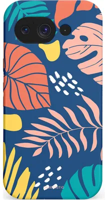 Productafbeelding van Casetastic hoesje geschikt voor Google Pixel 10a - Dubbellaagse bescherming - Zwoele avond - Fashion Case - Donkerblauw Perzik Goud Koraal