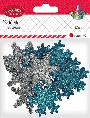 Produktbild von Schaumstoffaufkleber Glitter Schneeflocken Mix 12St.