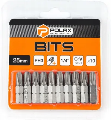 Zdjęcie produktu dla Zestaw bitów 25mm PH3 1/4" 6150CRV (10 szt) Polax