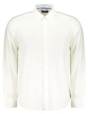 Produktbild von Herren Langarmshirt Weiß - Button-Down Hemd mit Stickerei
