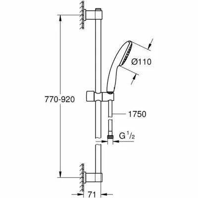 Produktbild von Grohe Vitalio Start - Set: Handbrause, Stange und Schlauch, Chrom