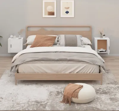 Produktbild von vidaXL Wand-Nachttische 2 Stk. Hochglanz-Weiß 50x30x47 cm