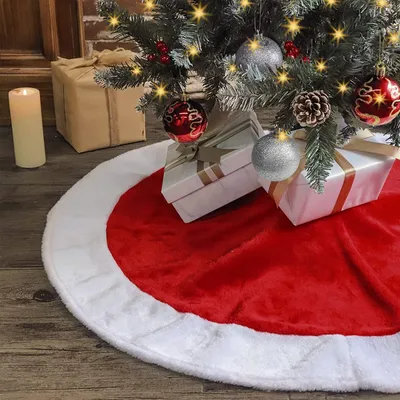 Weihnachtsbaumrock aus Samt, 85 cm, rot, rund