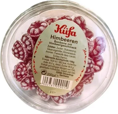 Image de Bonbons aux fruits Küfa aux framboises au délicieux goût de framboise 200g