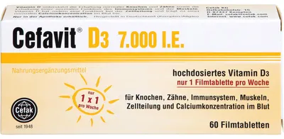 Zdjęcie produktu dla Cefavit D3 7 000 j.m. tabletki powlekane, 60 tabletek