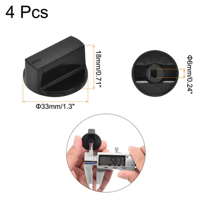Image de 4 Boutons de potentiomšštre rotatif avec axe en D suršŠlevšŠ de 6 mm, 0,7" H x 1,3" Dia Boutons de volume en noir pour interrupteur šŠlectrique, bouton dede volume