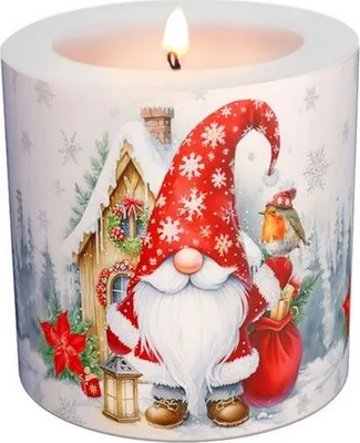 Produktbild von Kerze rund Gnom Edik - Weihnachtszwerg Edik Ø 8cm, Höhe 7,5cm